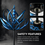 Garden Wind Spinner Kinetic Lotus Design & Weather-Resistant Metal