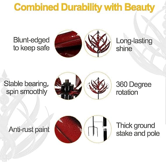 Garden Wind Spinner Smooth-Spinning Metal Weather-Resistant