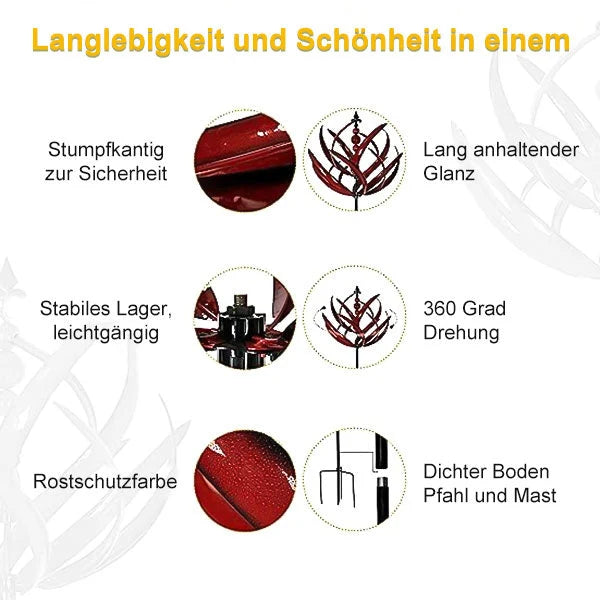 Garden Windmill Rotating Bird Design Weather-Resistant Metal Smooth Rotation