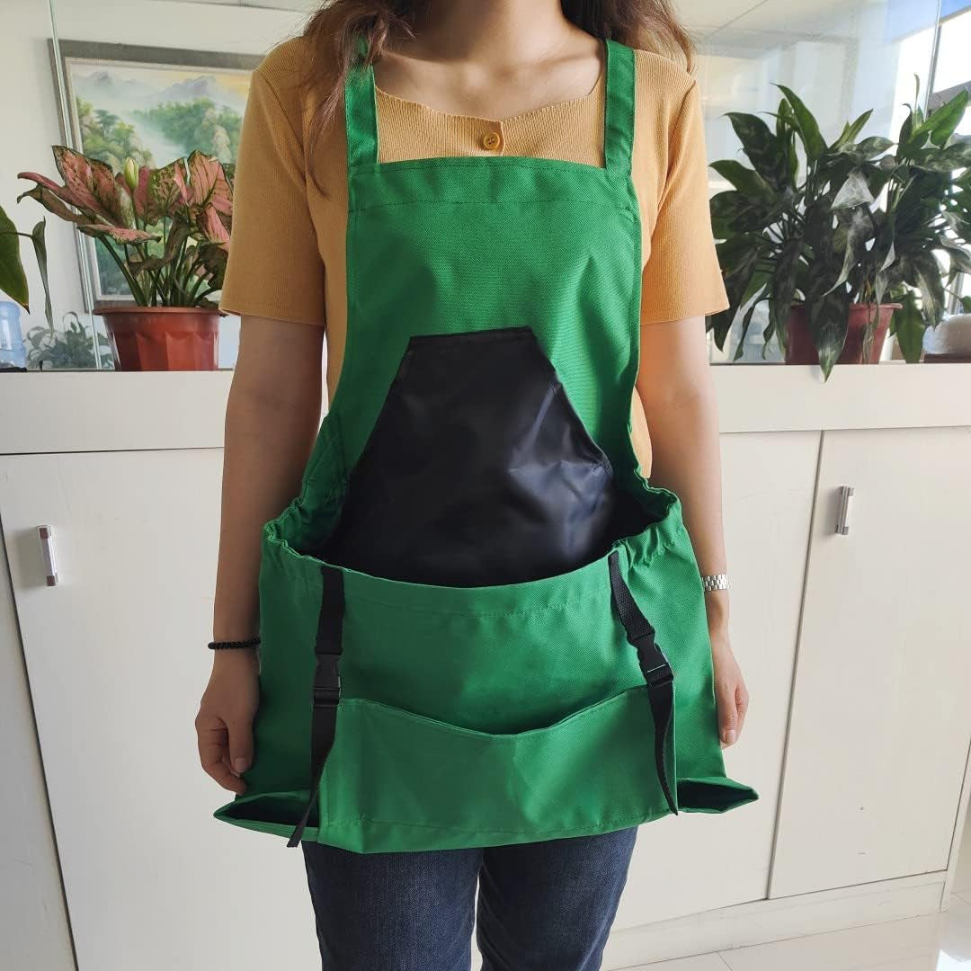 Gardening Apron Waterproof Large Pockets Cross-Back Straps