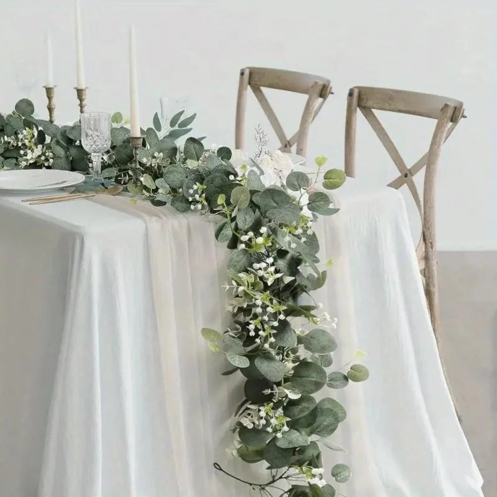 Garland Faux Eucalyptus Silk Leaves Flexible Stems