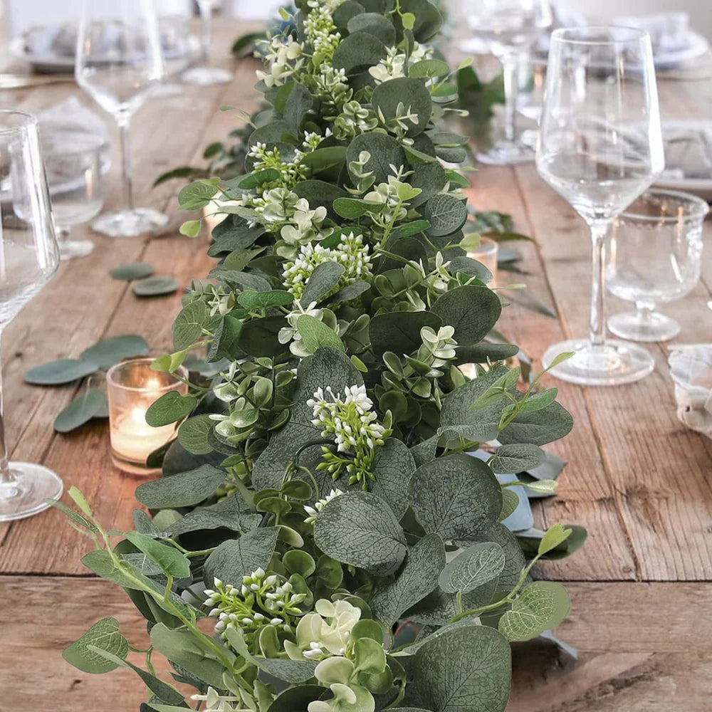 Garland Faux Eucalyptus Silk Leaves Flexible Stems