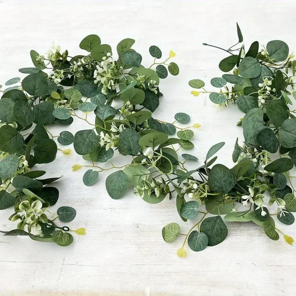 Garland Faux Eucalyptus Silk Leaves Flexible Stems