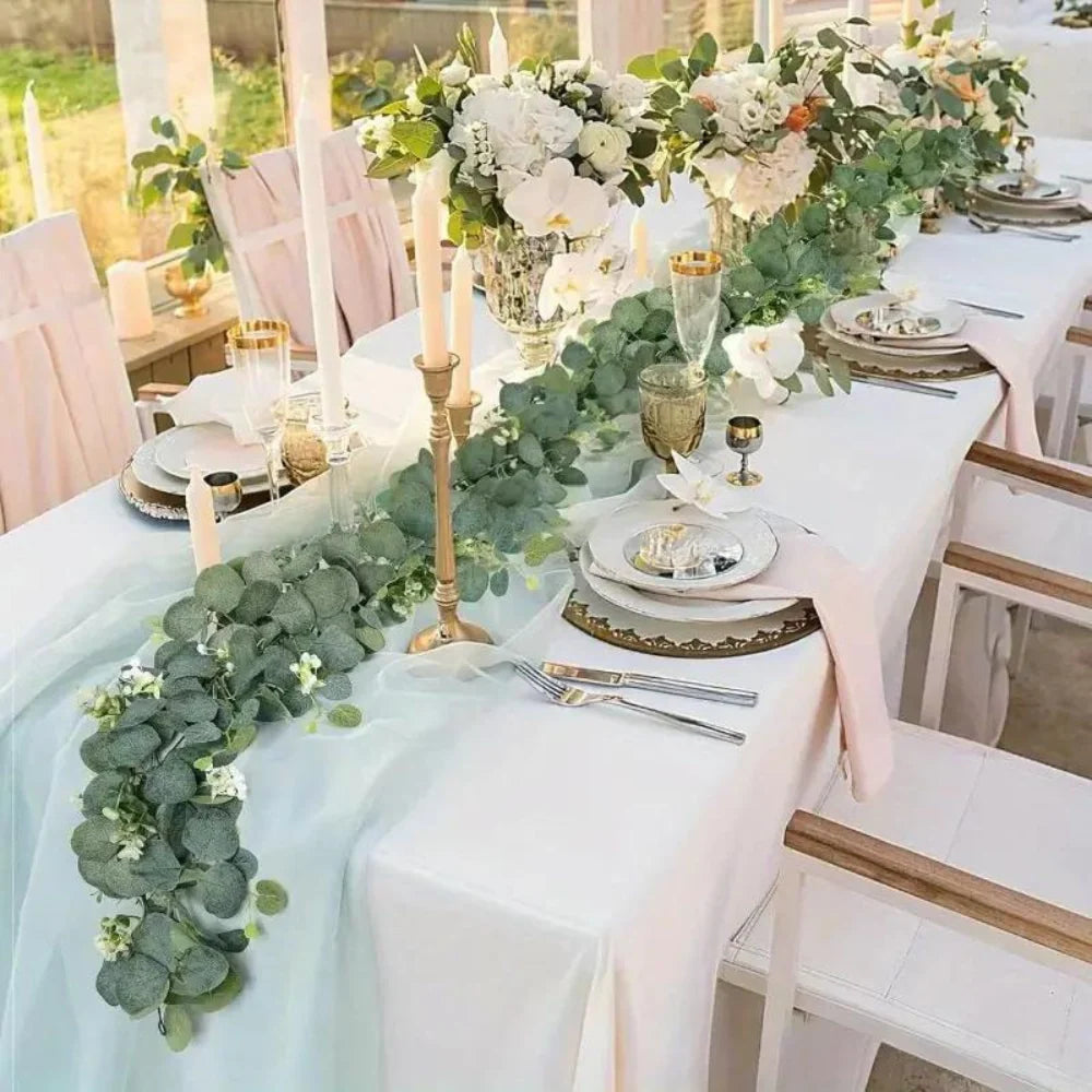Garland Faux Eucalyptus Silk Leaves Flexible Stems