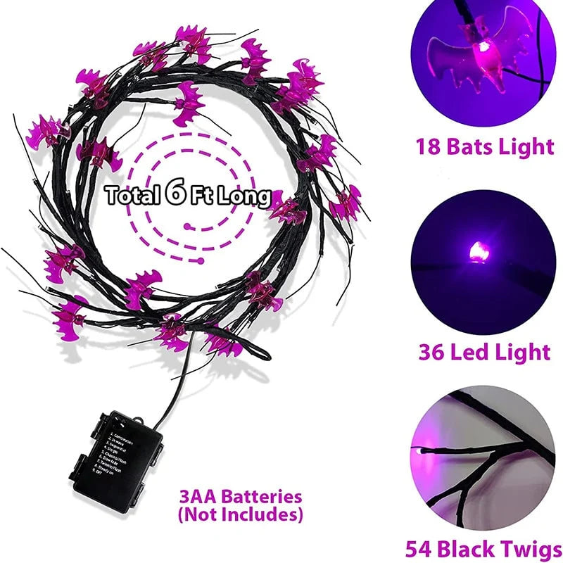 Garland Lights Battery-Powered LED Pumpkins & Bats