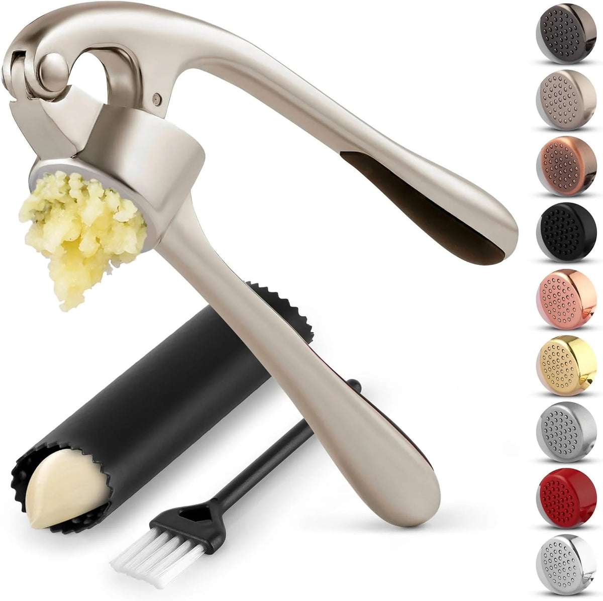Garlic Press 37-Hole Precision Chamber Ergonomic Rust-Resistant Metal