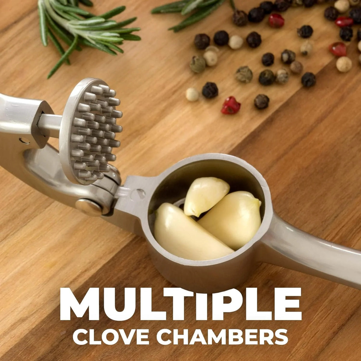 Garlic Press One-Handed For Unpeeled Cloves Dishwasher Safe