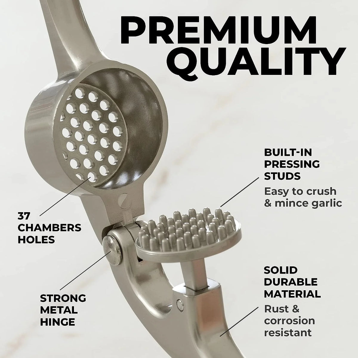 Garlic Press One-Handed For Unpeeled Cloves Dishwasher Safe
