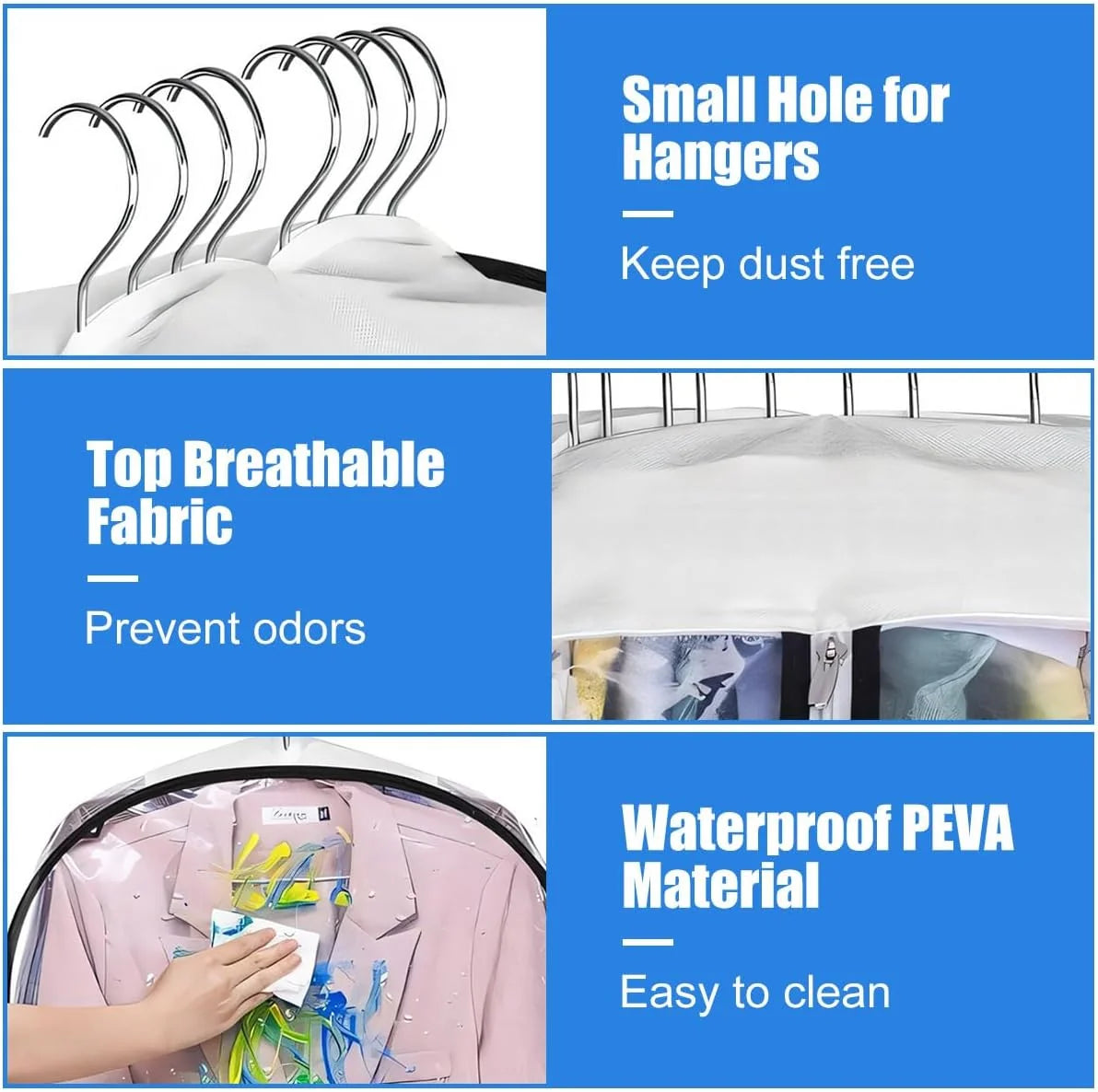 Garment Bag Clear Front Gusseted Waterproof PEVA