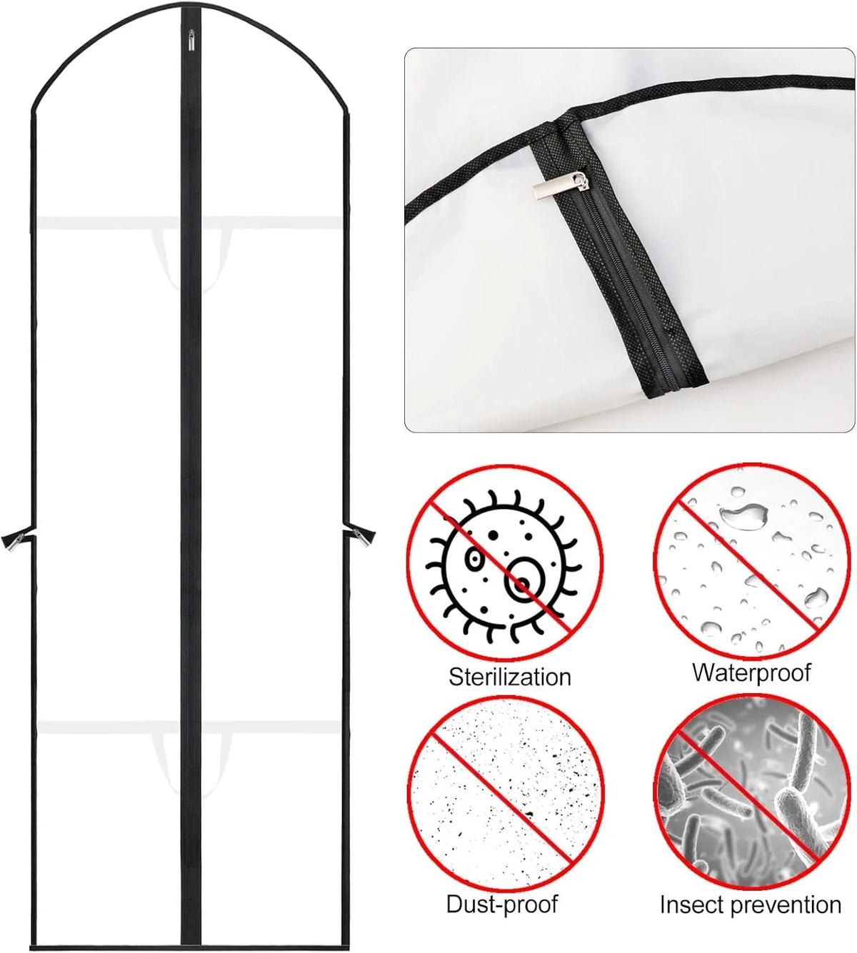 Garment Bag Extra-Long Breathable PVC Full-Length Zipper