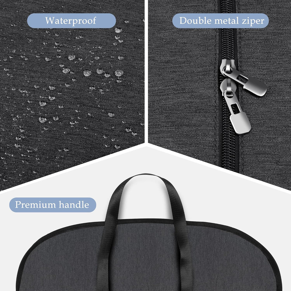 Garment Bag Waterproof & Tear-Resistant Foldable External Zip Pocket