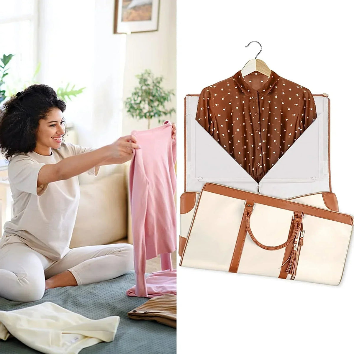 Garment Bag Wrinkle-Free Foldable PU Leather