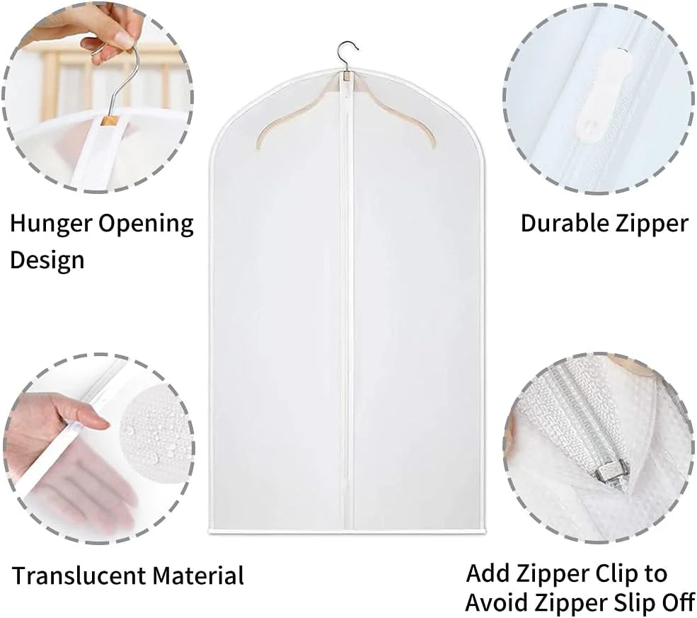 Garment Bags Clear Waterproof Full-Length Zipper 12-Pack