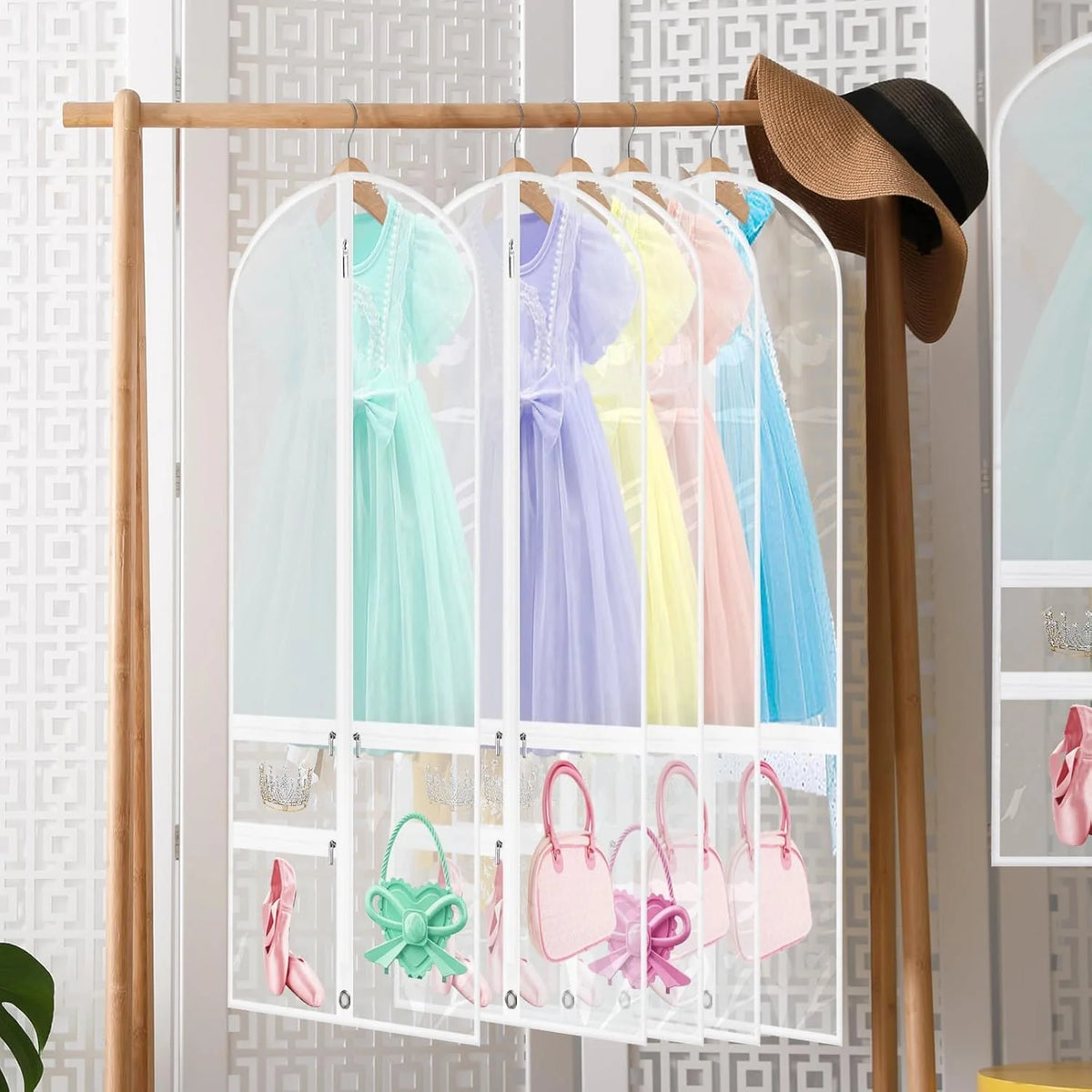 Garment Bags Pack of 5 Foldable Clear Window