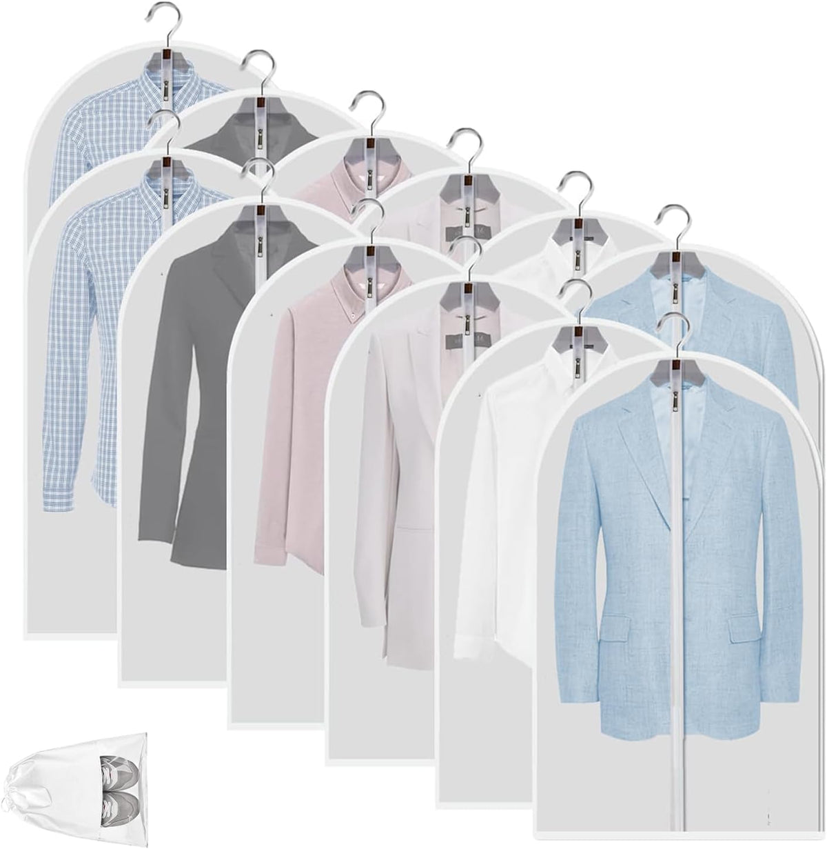 Garment Bags Waterproof & Breathable Clear 12-Pack