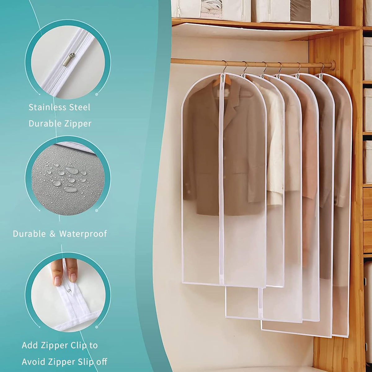 Garment Bags Waterproof & Breathable Clear 12-Pack