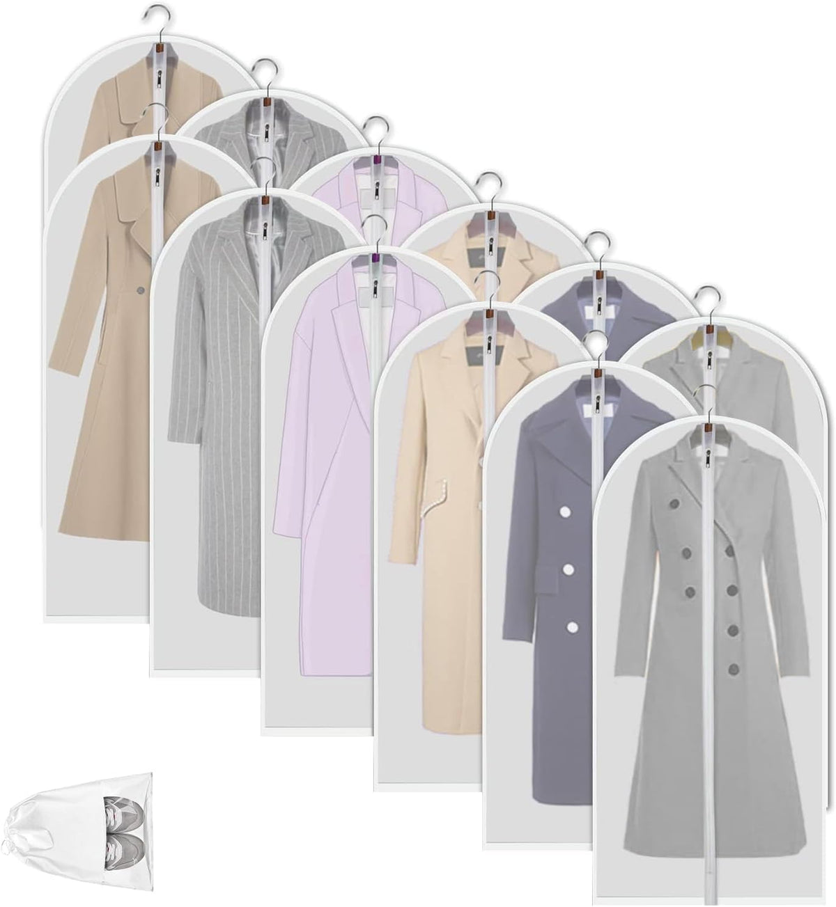 Garment Bags Waterproof & Breathable Clear 12-Pack