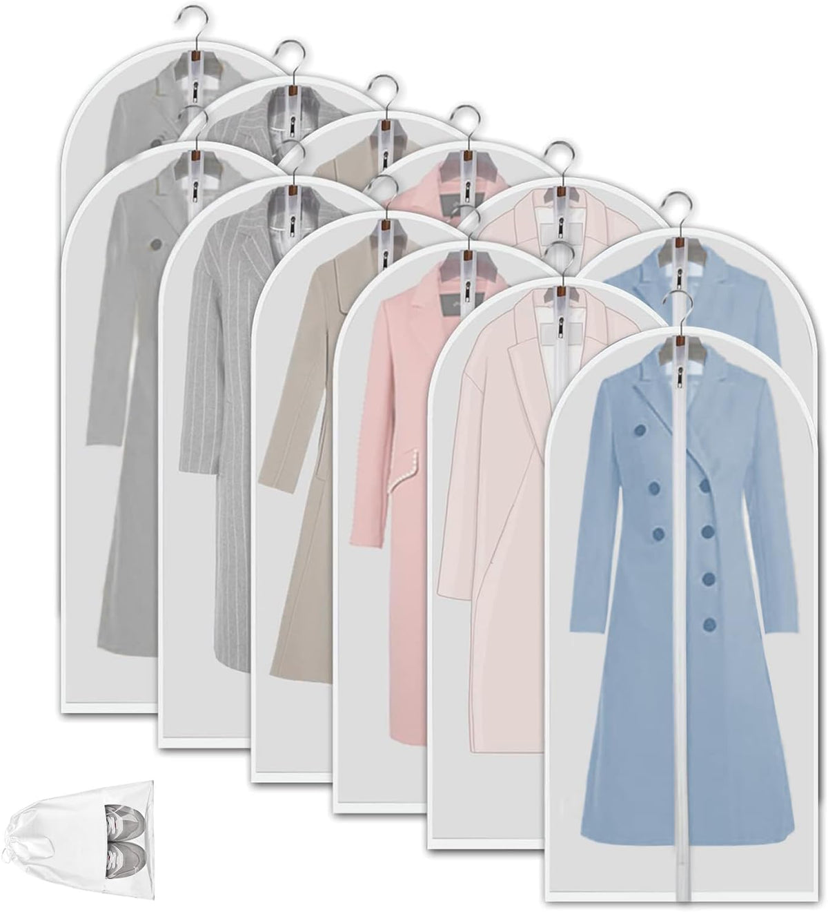 Garment Bags Waterproof & Breathable Clear 12-Pack