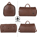 Garment Duffel Opens Flat Waterproof PU Leather Shoe Pocket