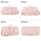 Garment Duffel Opens Flat Waterproof PU Leather Shoe Pocket