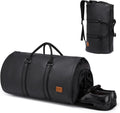 Garment Duffel Opens Flat Waterproof PU Leather Shoe Pocket