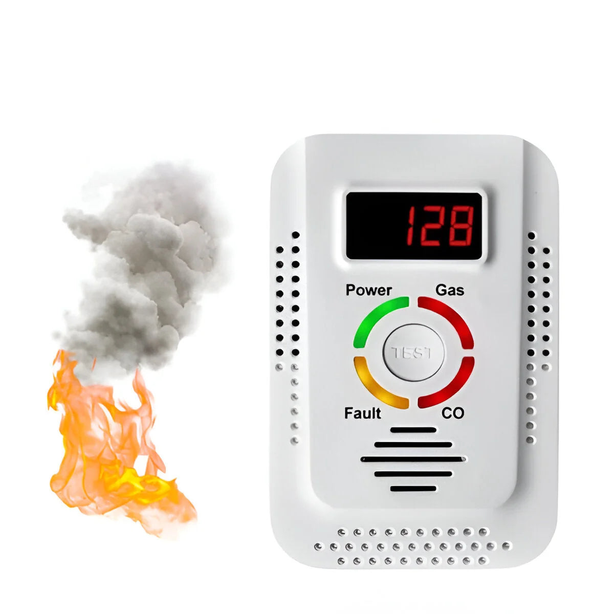 Gas & CO Detector Plug-In Digital Readout Loud Alarm