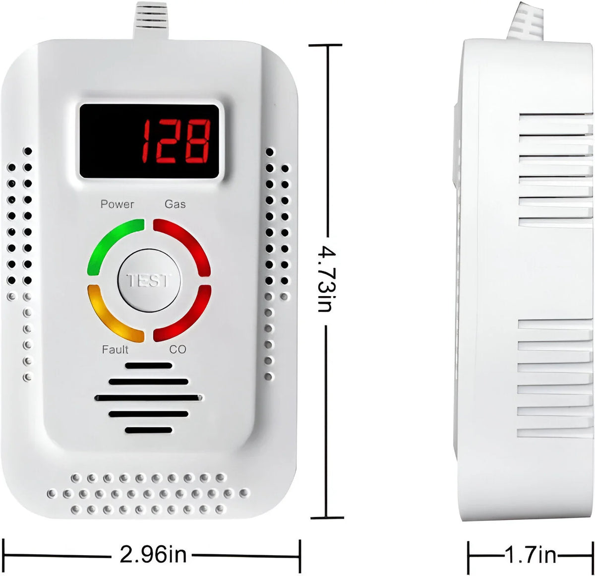 Gas & CO Detector Plug-In Digital Readout Loud Alarm
