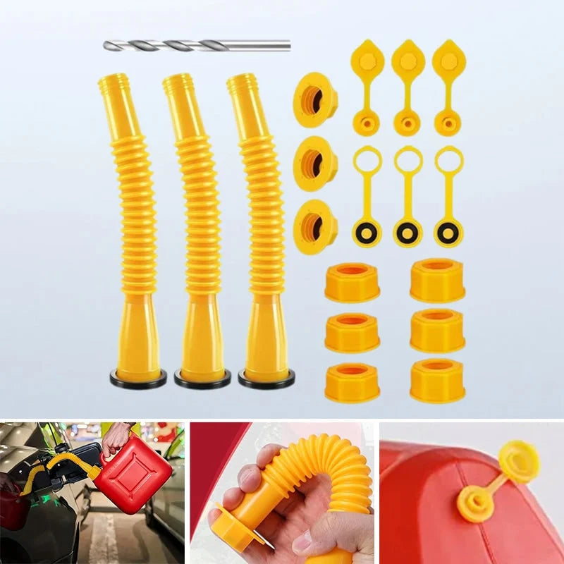 Gas Can Spout Kit Corrugated Nozzle & Spill-Proof Gaskets