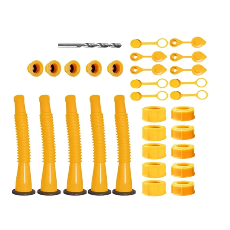 Gas Can Spout Kit Corrugated Nozzle & Spill-Proof Gaskets