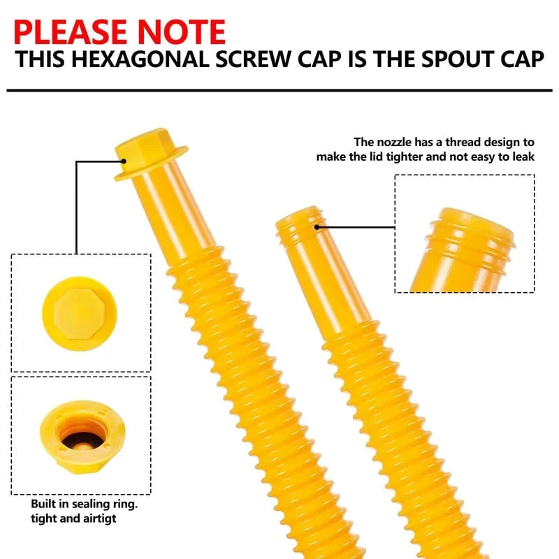 Gas Can Spout Kit Corrugated Nozzle & Spill-Proof Gaskets