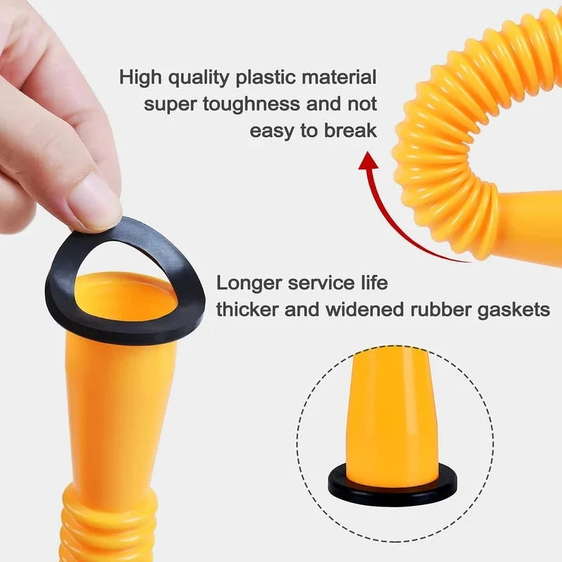 Gas Can Spout Kit Corrugated Nozzle & Spill-Proof Gaskets