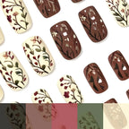 Gel Nail Art Set Floral Designs 24-Piece Long-Lasting