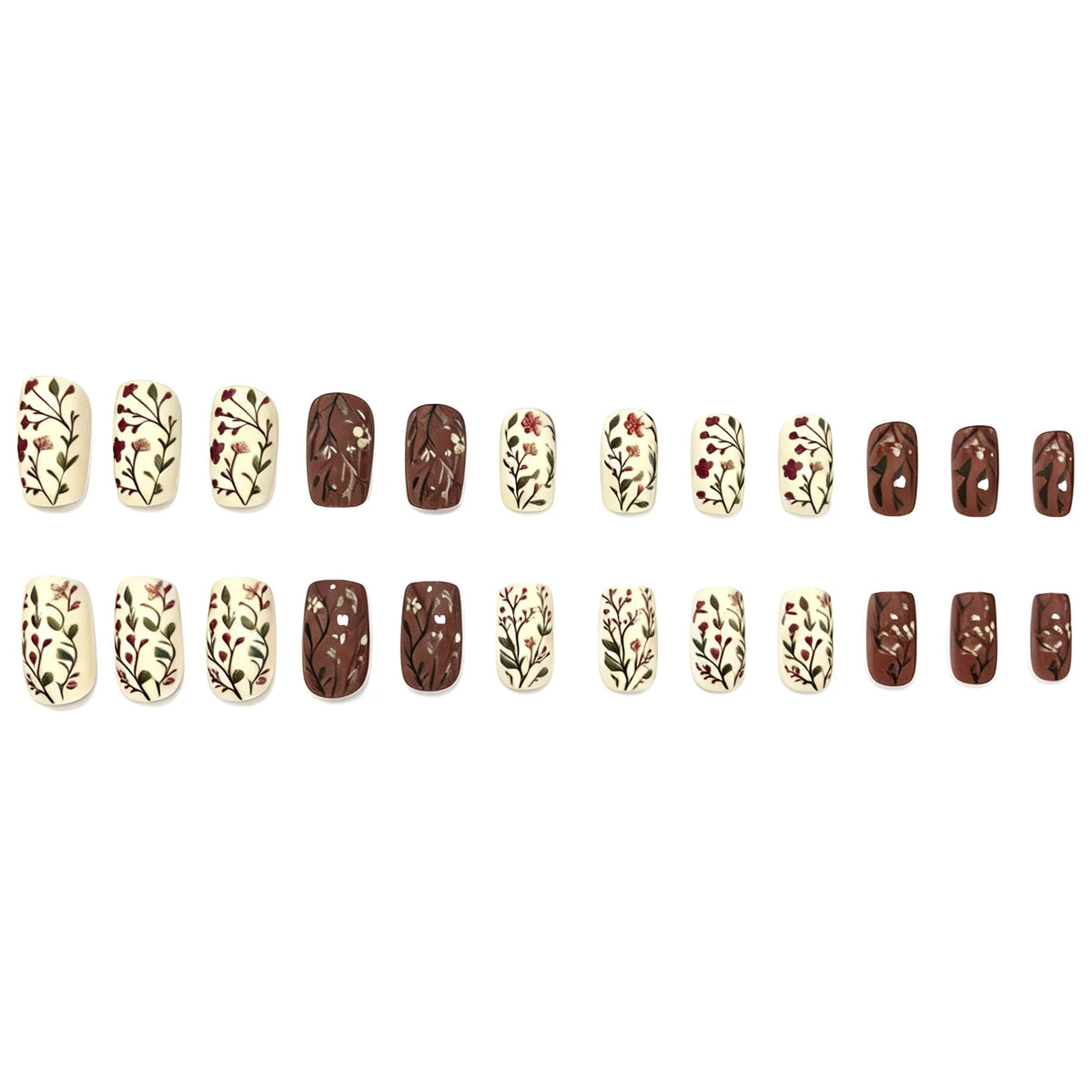 Gel Nail Art Set Floral Designs 24-Piece Long-Lasting