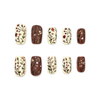 Gel Nail Art Set Floral Designs 24-Piece Long-Lasting