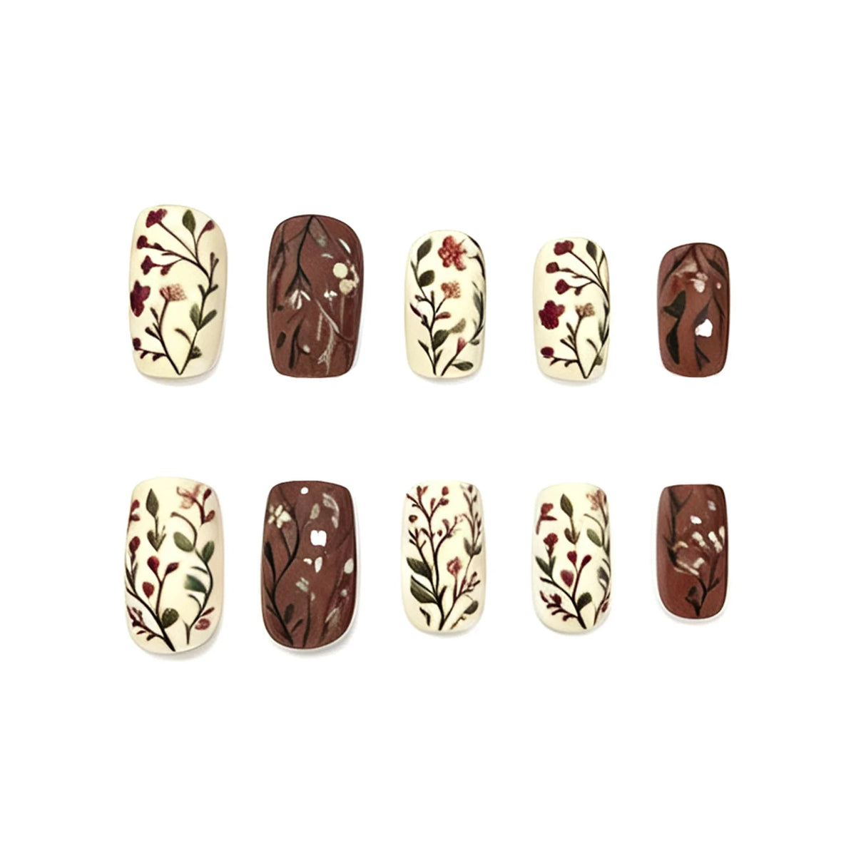 Gel Nail Art Set Floral Designs 24-Piece Long-Lasting