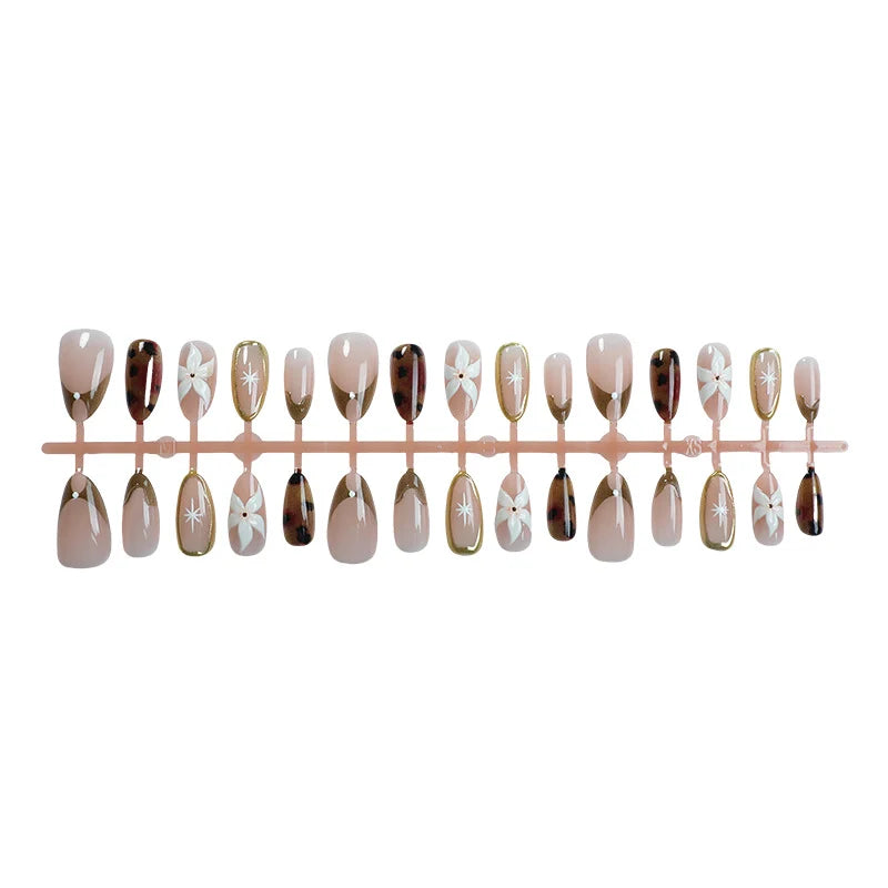 Gel Nail Art Set Floral & Metallic Long-Lasting Shine