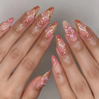 Gel Nail Enhancements Floral Design & High-Shine