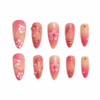 Gel Nail Enhancements Floral Design & High-Shine
