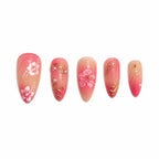 Gel Nail Enhancements Floral Design & High-Shine