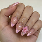 Gel Nail Enhancements Floral Glossy Long-Lasting
