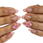 Gel Nail Enhancements Floral Glossy Long-Lasting