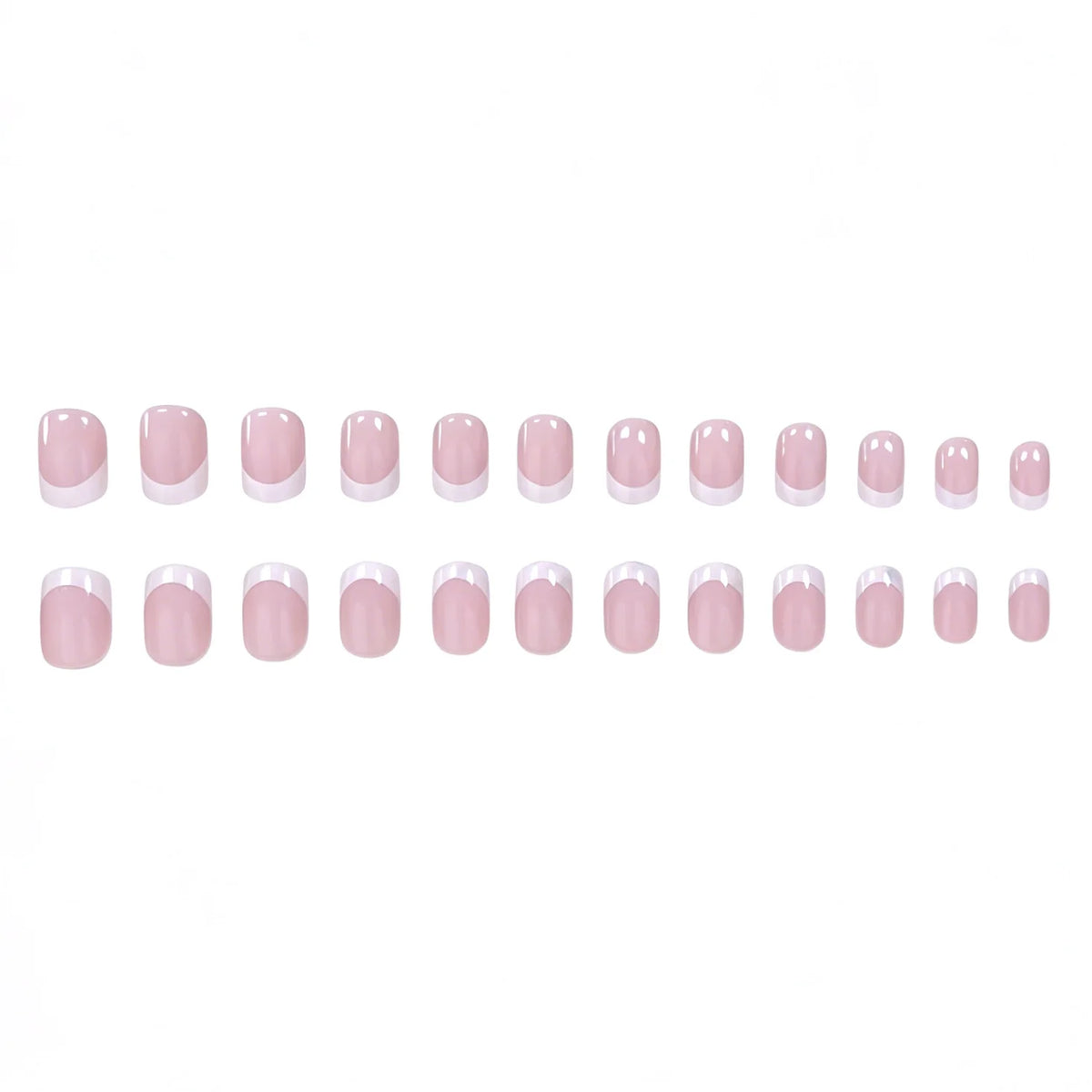 Gel Nail Enhancements French Tip High-Gloss Set of 24
