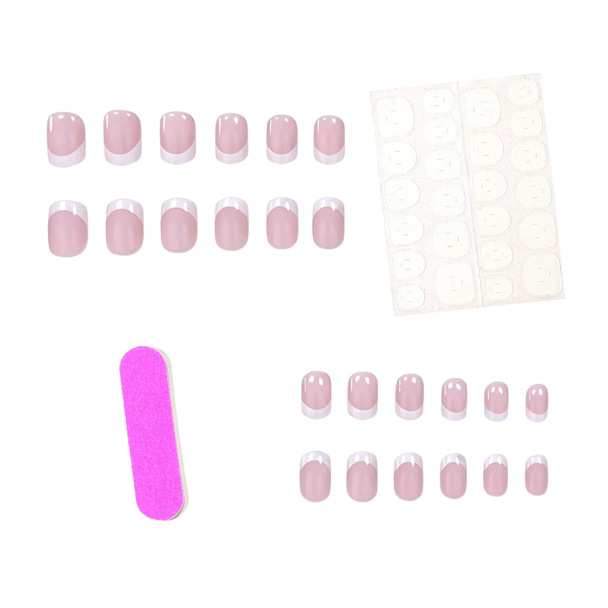 Gel Nail Enhancements French Tip High-Gloss Set of 24
