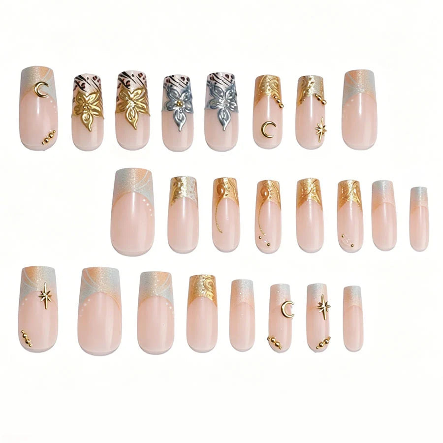 Gel Nail Extensions Floral & Artistic Pre-Shaped Self-Adhesive
