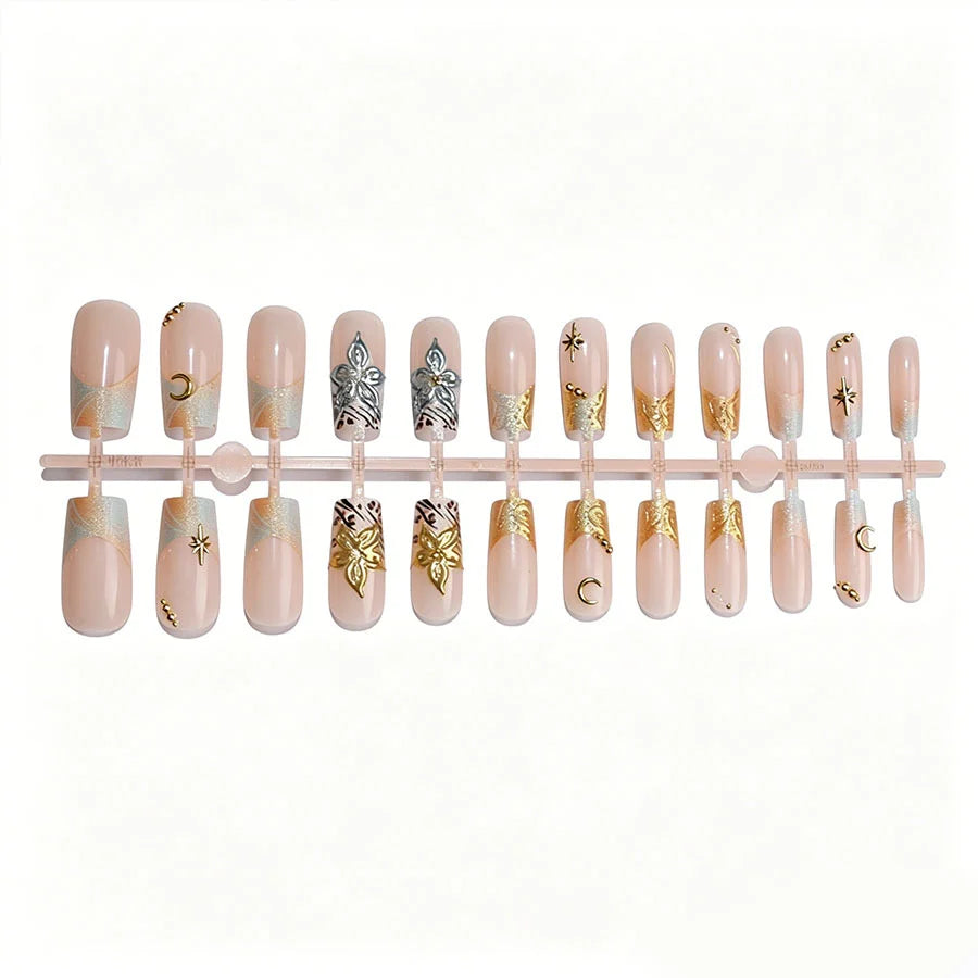 Gel Nail Extensions Floral & Artistic Pre-Shaped Self-Adhesive