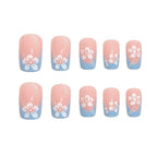 Gel Nail Extensions Floral Pattern Chip-Resistant Glossy Finish