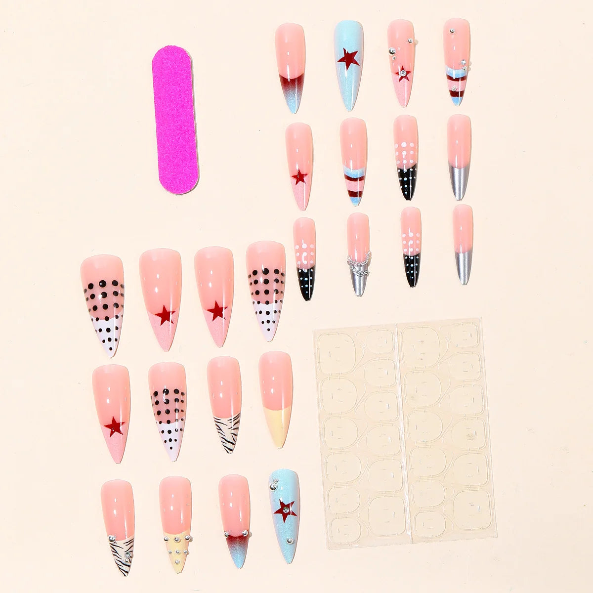 Gel Nail Extensions Geometric Designs Glossy & Lightweight