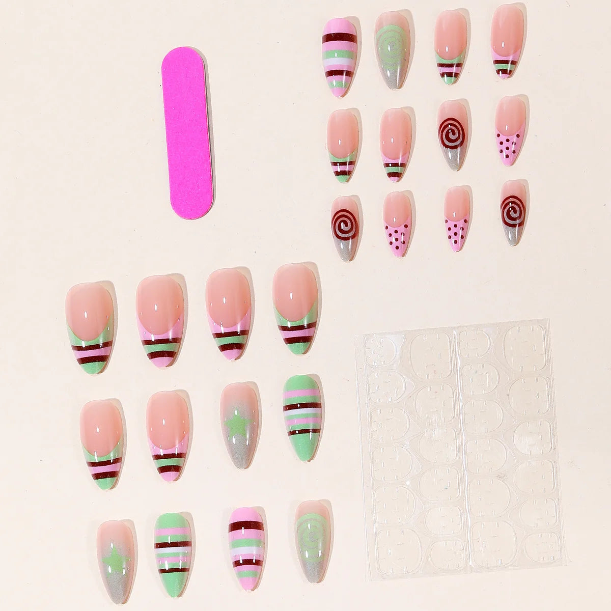 Gel Nail Extensions Glossy Artistic Wide Sizes