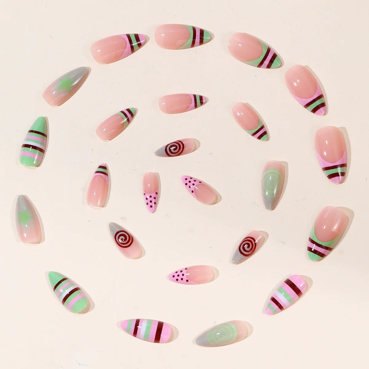 Gel Nail Extensions Glossy Artistic Wide Sizes