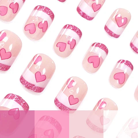 Gel Nail Extensions Heart Embellished Durable & Chip-Resistant